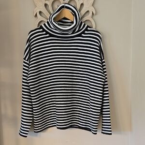 Black and White Striped French Connection Turtleneck Size Medium